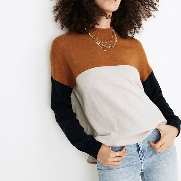 Madewell Sweaters - Madewell | Colorblock Ashbury Mockneck Sweater Merino Wool Alpaca Blend